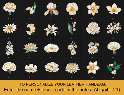 Personalized Leather Handbag – Christian Purse | Mother of Pearl Style | CHRISTIANARTBAG CAB123025