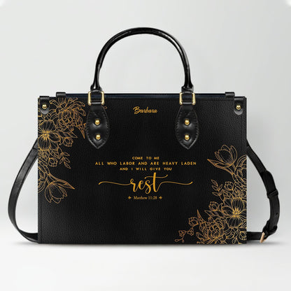 Personalized Leather Handbag Black with Bible Verse – Christian Gifts – Custom Christian Purse by CHRISTIANARTBAG