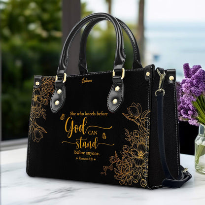 Personalized Leather Handbag Black with Bible Verse – Christian Gifts – Custom Christian Purse by CHRISTIANARTBAG
