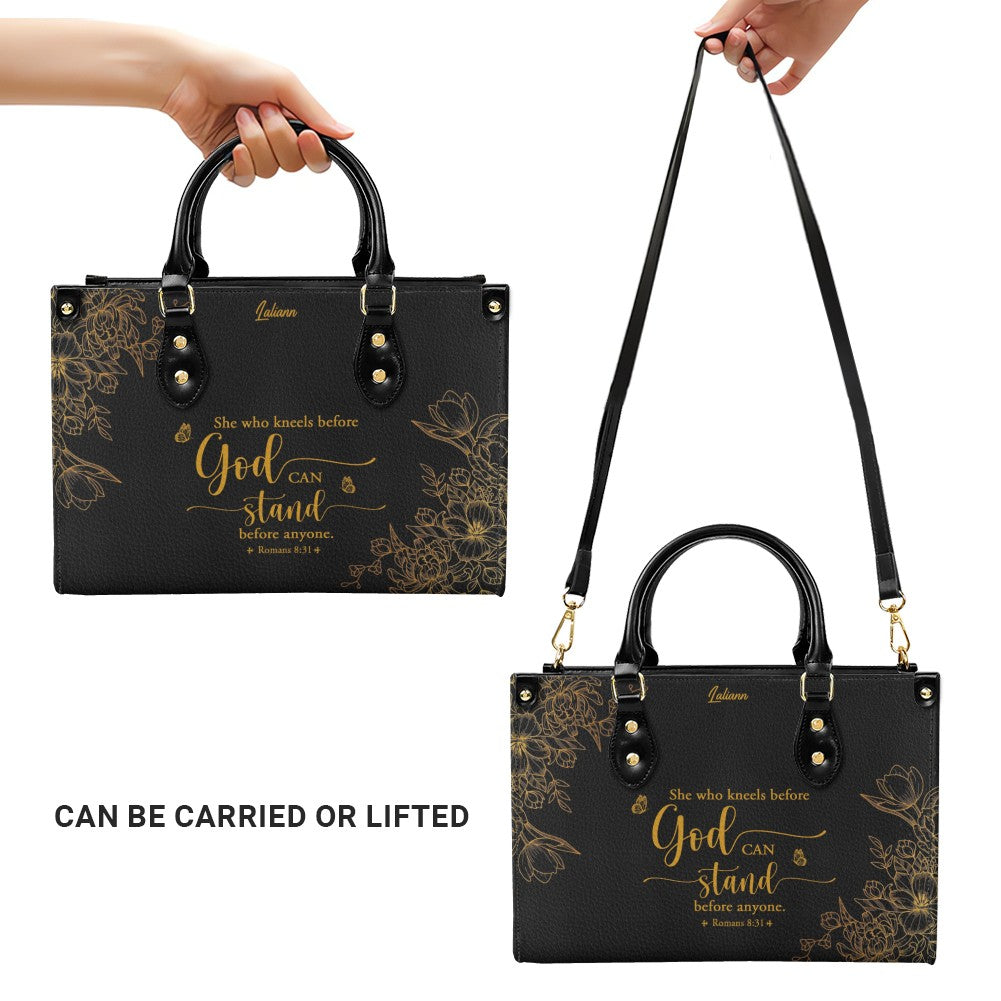 Personalized Leather Handbag Black with Bible Verse – Christian Gifts – Custom Christian Purse by CHRISTIANARTBAG