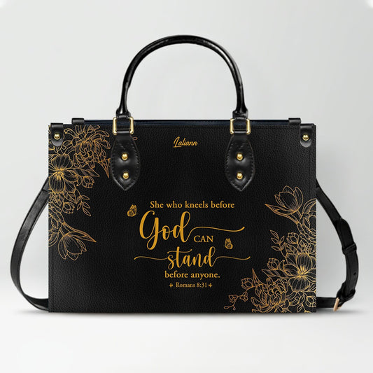 Personalized Leather Handbag Black with Bible Verse – Christian Gifts – Custom Christian Purse by CHRISTIANARTBAG
