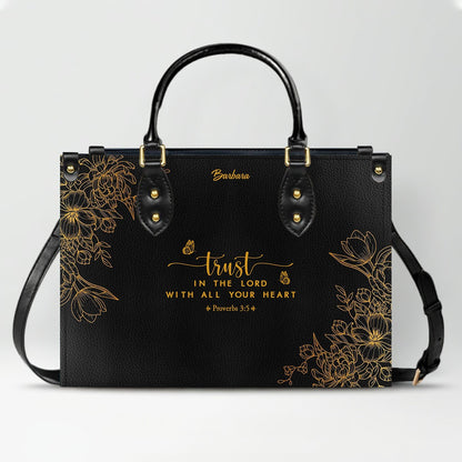 Personalized Leather Handbag Black with Bible Verse – Christian Gifts – Custom Christian Purse by CHRISTIANARTBAG