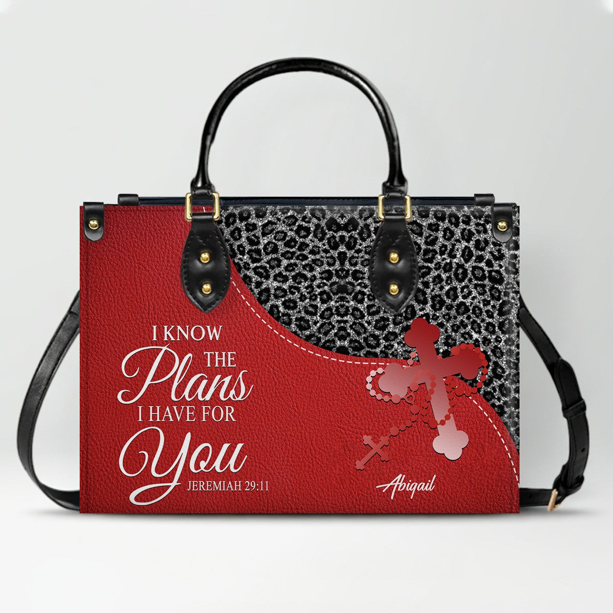 Personalized Christian Leather Handbag with Custom Bible Verse – Leopard Print Faith Purse Gift for Women by CHRISTIANARTBAG