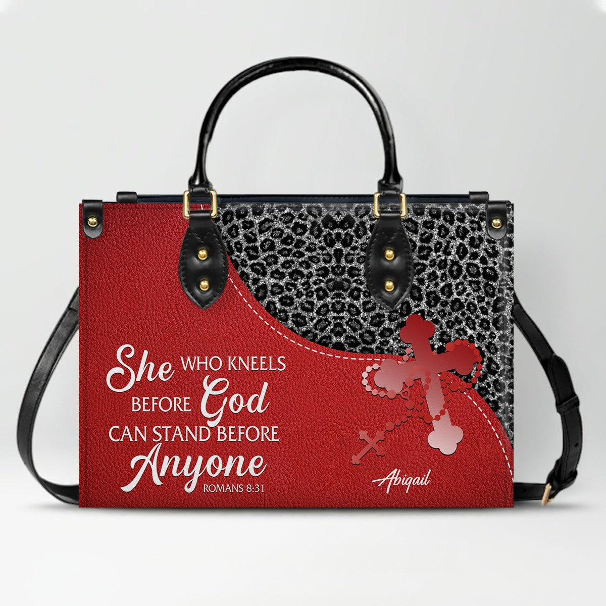 Personalized Christian Leather Handbag with Custom Bible Verse – Leopard Print Faith Purse Gift for Women by CHRISTIANARTBAG
