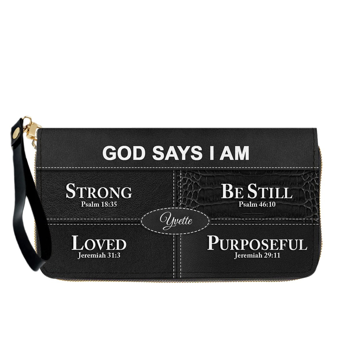 Personalized “God Says I Am” Leather Handbag for Christian Women – Custom Name & Color | CHRISTIANARTBAG 0111825