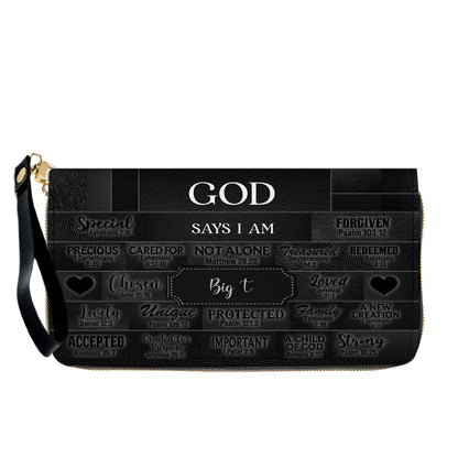 Personalized Leather Handbag & Long Wallet Set – GOD Says I Am Christian Gift for Women