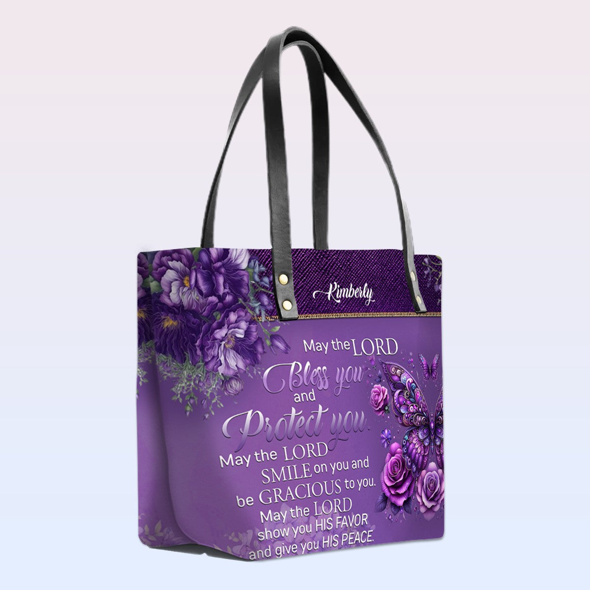 Personalized Leather Tote Bag with Bible Verses – May The Lord Bless You – A Statement of Faith & Strength | CHRISTIANARTBAG Leather TOTE Bag.