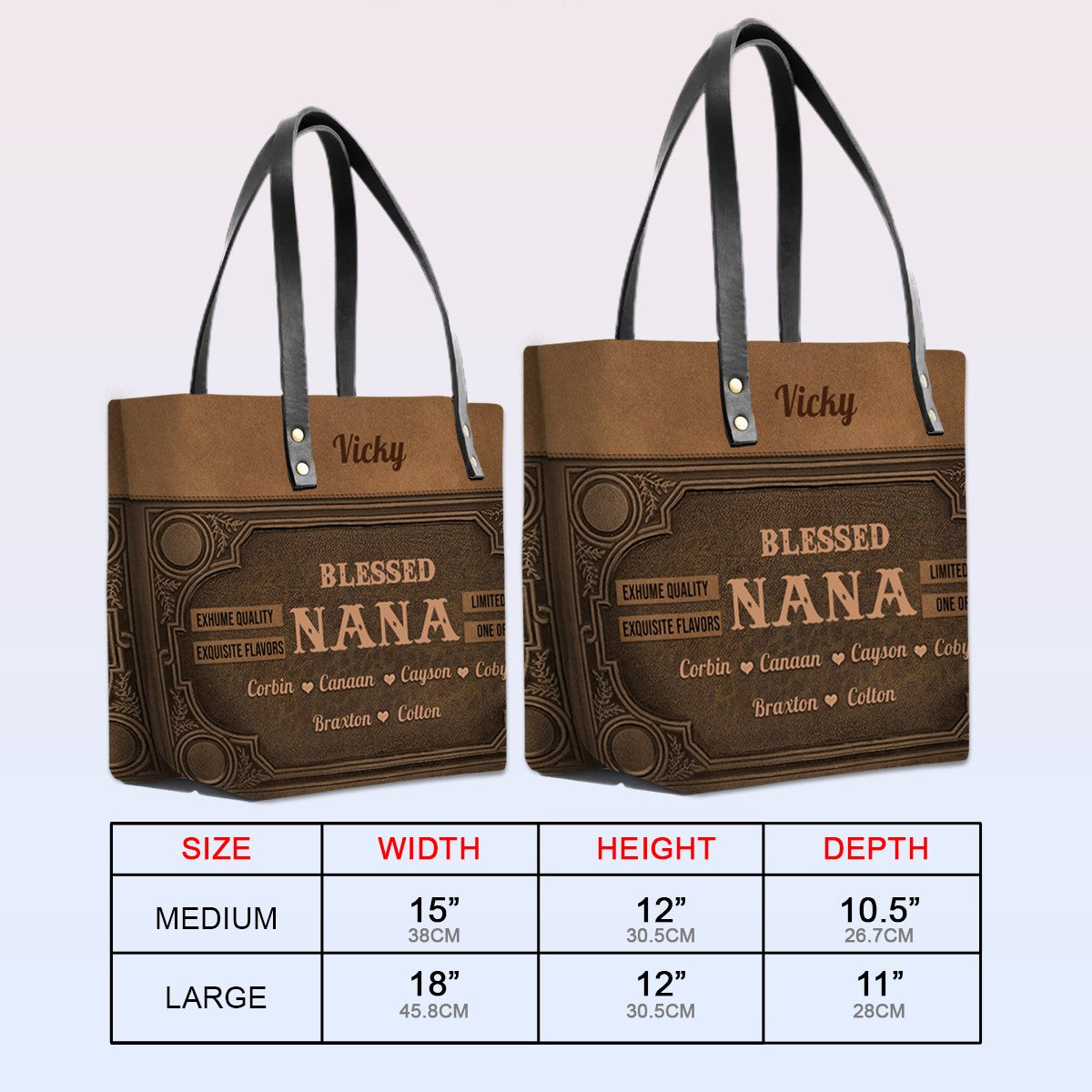 Personalized Leather Tote Bag with Bible Verses – Blessed Nana | CHRISTIANARTBAG Leather TOTE Bag