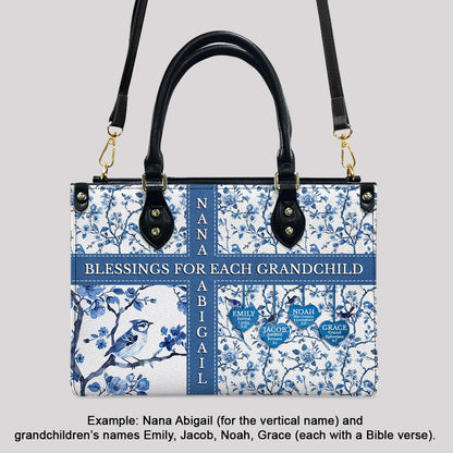 Personalized Leather Handbag with Bible Blessings for Each Grandchild – Custom Christian Gift by CHRISTIANARTBAG