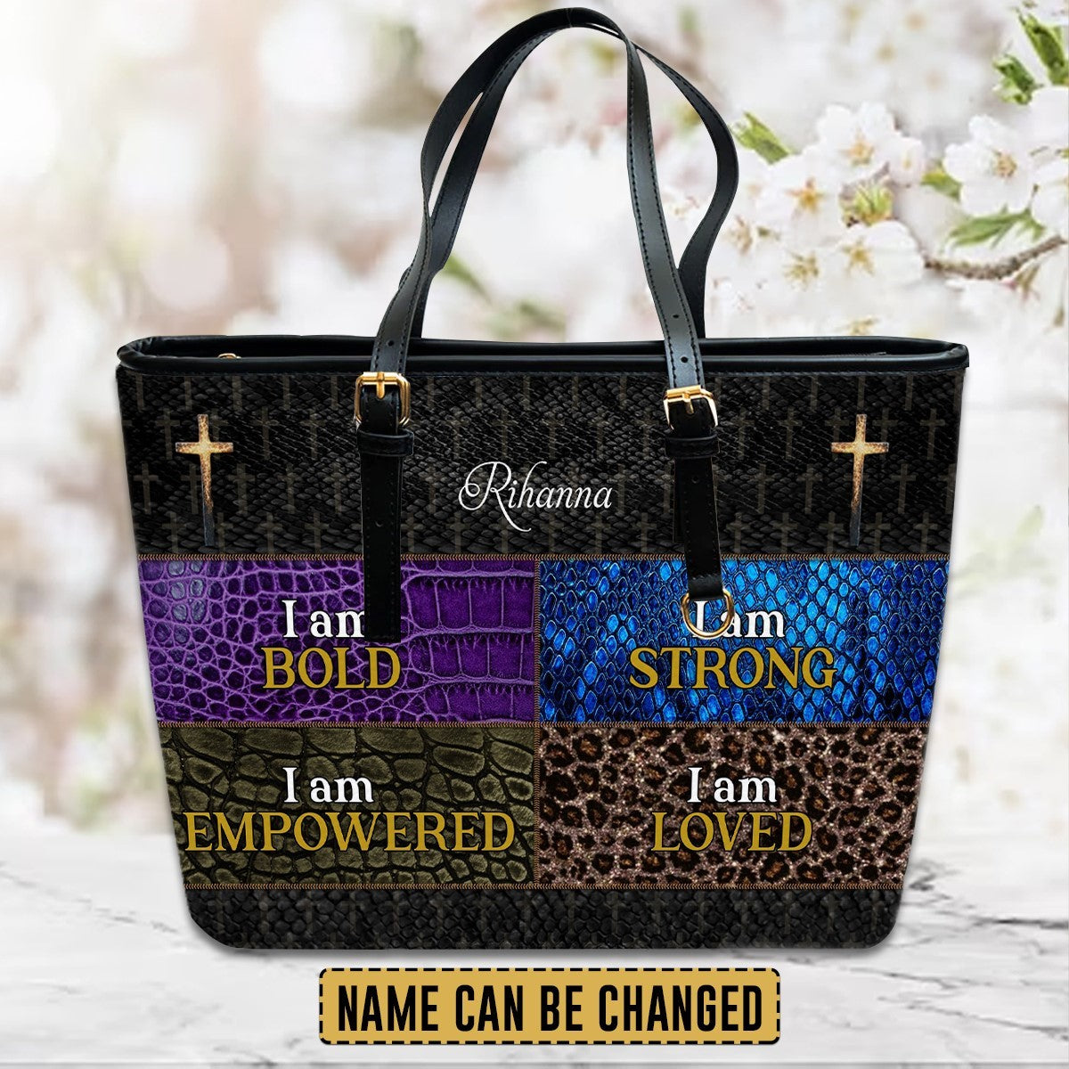 CHRISTIANARTBAG Personalized Leather Handbag - I Am Bold, I Am Strong, I Am Empowered - CABLTHB01250424.