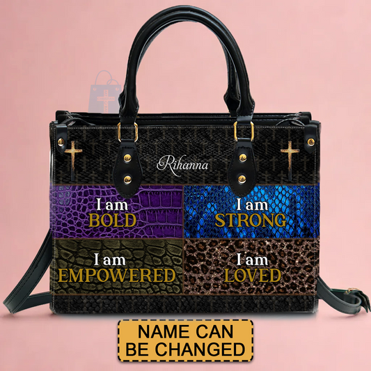 CHRISTIANARTBAG Personalized Leather Handbag - I Am Bold, I Am Strong, I Am Empowered - CABLTHB01250424.