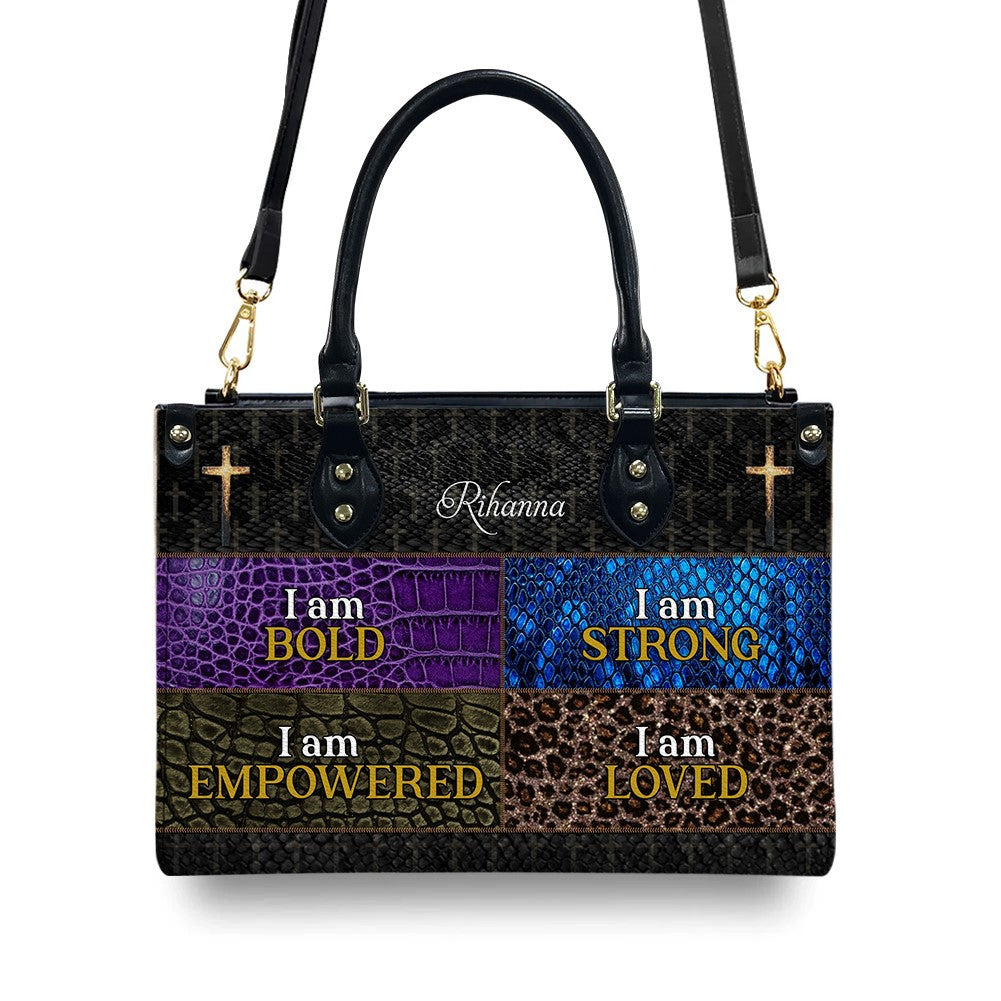 CHRISTIANARTBAG Personalized Leather Handbag - I Am Bold, I Am Strong, I Am Empowered - CABLTHB01250424.