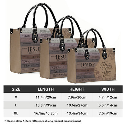 Personalized Leather Handbag for Christian Women – Jeremiah 29:11 “I Know the Plans I Have for You” – CHRISTIANARTBAG Faith Purse Gift