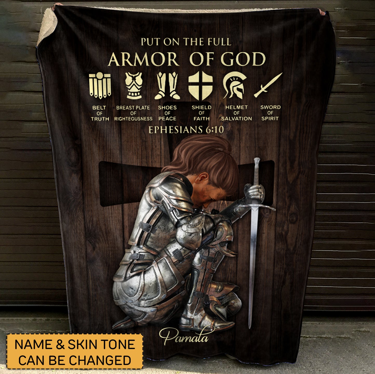 Customizable 'Armor of God' Prayer Blanket with Personalized Name - CHRISTIANARTBAG cABBL06050424.