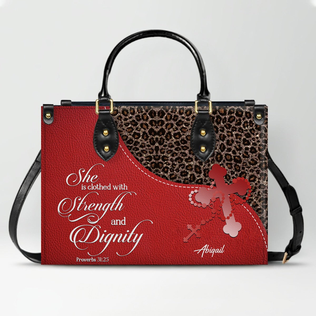 Personalized Christian Leather Handbag with Custom Bible Verse – Leopard Print Faith Purse Gift for Women by CHRISTIANARTBAG