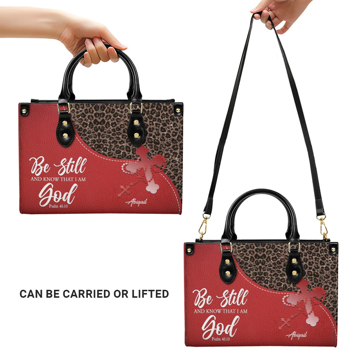 Personalized Christian Leather Handbag with Custom Bible Verse – Leopard Print Faith Purse Gift for Women by CHRISTIANARTBAG