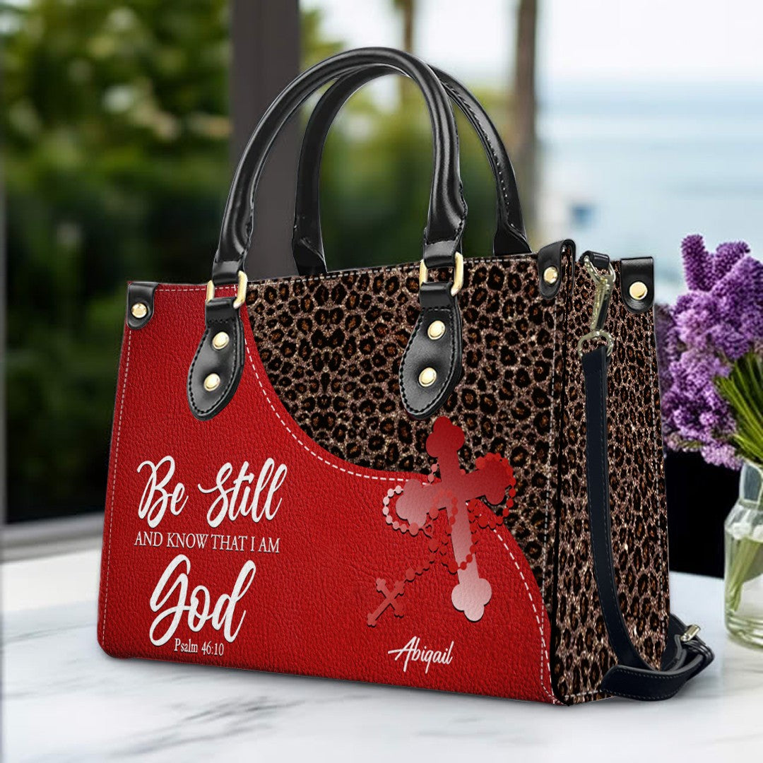 Personalized Christian Leather Handbag with Custom Bible Verse – Leopard Print Faith Purse Gift for Women by CHRISTIANARTBAG