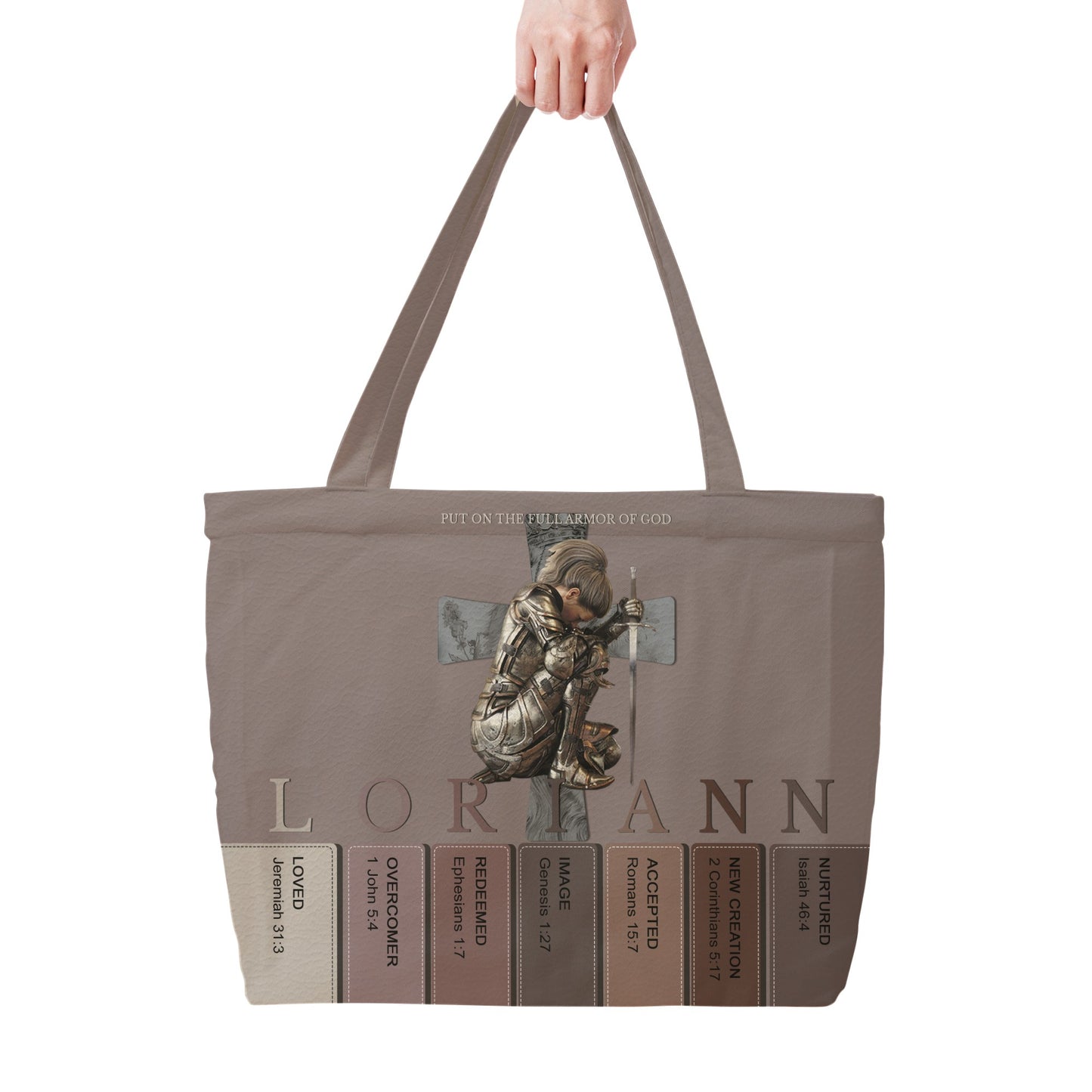 Personalized Christian Tote Bag with Bible Verses – Custom Name & Skin Tone | CHRISTIANARTBAG