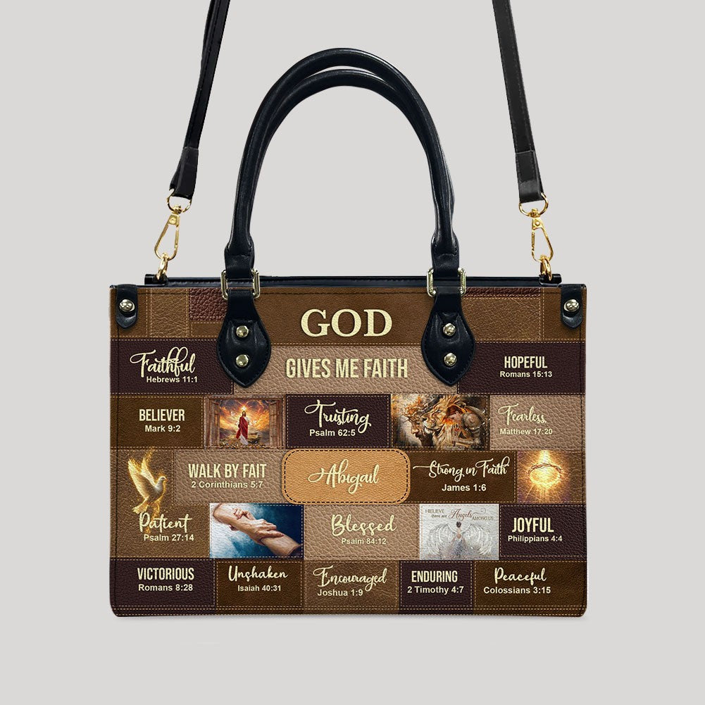 Personalized Christian Leather Handbag – Bible Verse Faith, Love & Protection Tote by CHRISTIANARTBAG