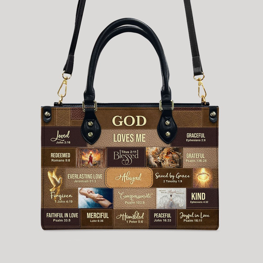 Personalized Christian Leather Handbag – Bible Verse Faith, Love & Protection Tote by CHRISTIANARTBAG