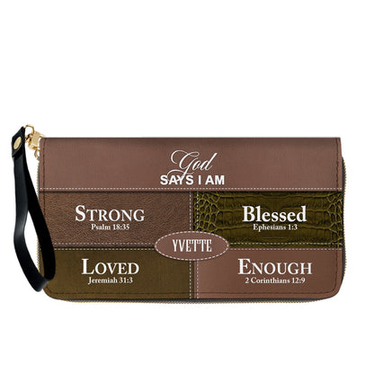 Personalized “God Says I Am” Leather Handbag for Christian Women – Custom Name & Color | CHRISTIANARTBAG 0111725