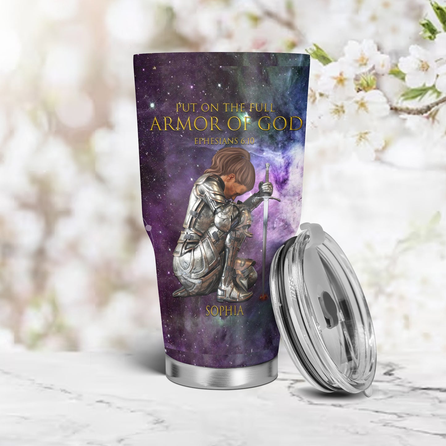 Christianartbag Drinkware, Put On The Full Armor Of God Personalized Bullet Tumbler, Personalized Bullet Tumbler, Armor Of GOD Bullet Tumbler, Christmas Gift, CAB06280823