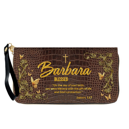 Personalized Leather Handbag With Long Wallet - Uncover the sacred meaning of your name - Custom Name & Color - CAB020626