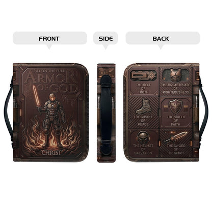 Personalized Bible Cover Armor of God | Custom Name Leather Bible Case with Handle | Christian Gift for Men Women | CHRISTIANARTBAG BLACK02060926