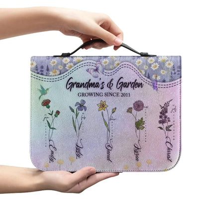 Christianartbag Bible Cover, Grandma's Garden Flower Bible Cover, Personalized Bible Cover, Mom Bible Cover, Mother Days Gifts, CAB211223. - Christian Art Bag