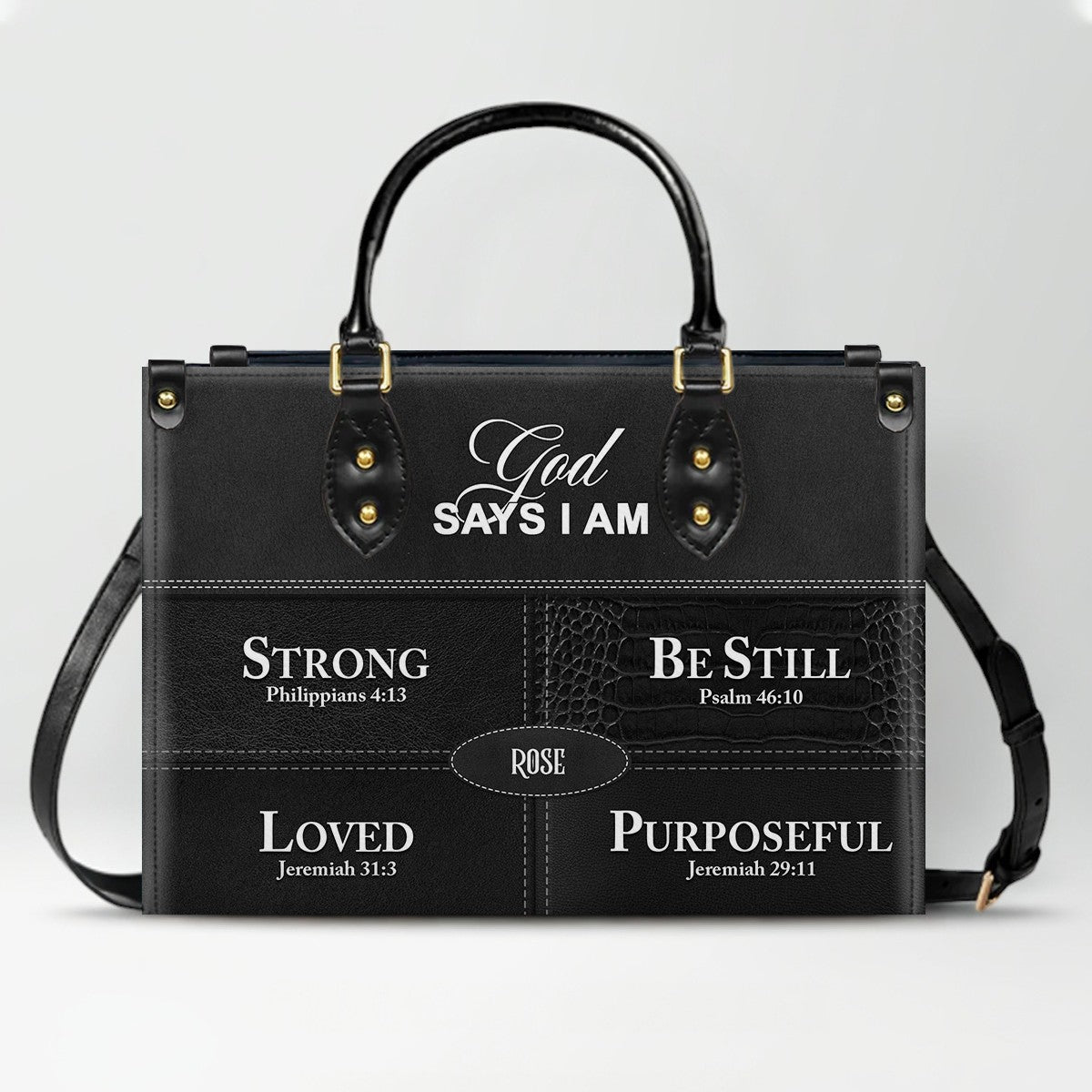 Personalized “God Says I Am” Leather Handbag for Christian Women – Custom Name & Color | CHRISTIANARTBAG 0111825