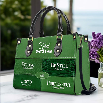 Personalized Leather Handbag for Christian Women – Custom Name & Color | CHRISTIANARTBAG CAB111425