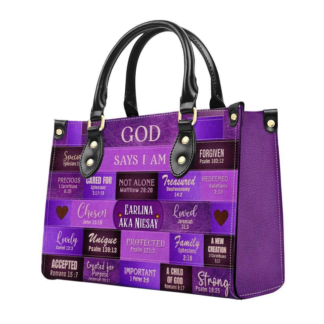 Christianartbag Handbags, God Says You Are Leather Handbag Purple, Personalized Bags, Gifts for Women, Christmas Gift, CABLTB02220923.