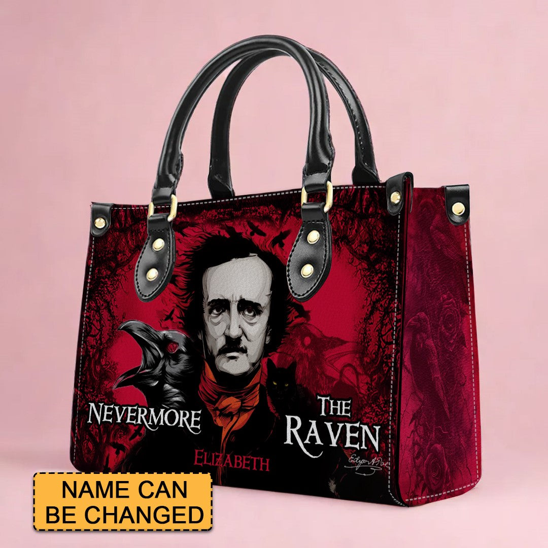 Christianartbag Novel Bags, Personalized Leather Handbags for Literary Enthusiasts, The Raven Edgar Allan Poe Leather Handbag, CABHN01120324