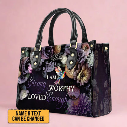 Customizable Leather Tote with Floral Design - 'Your Name' Personalized Bag by CHRISTIANARTBAG CABLTHB01150424.