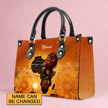 Customizable Afrocentric Leather Tote Bag - Personalized Elegant Designer Handbag by CHRISTIANARTBAG CABLTHB01130424.