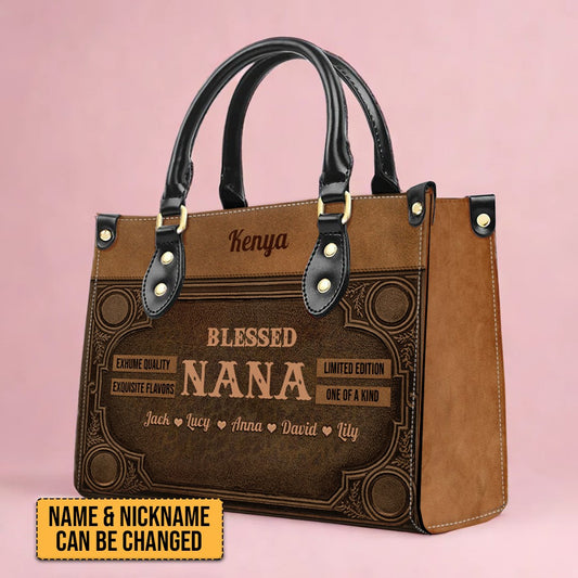 Personalized Leather Handbag - Customizable Blessed Nana Tote by CHRISTIANARTBAG CABLTHB01100424.