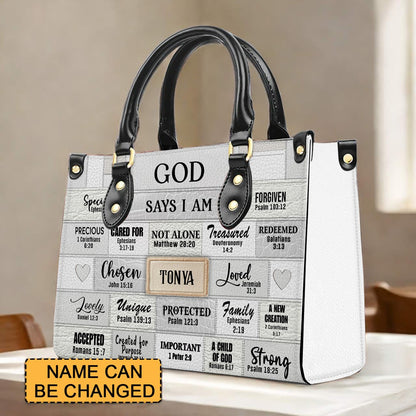 Christianartbag Handbags, God Says I Am Leather Handbag, Personalized Bags, Gifts for Women, Christmas Gift, CABLTB0117724.