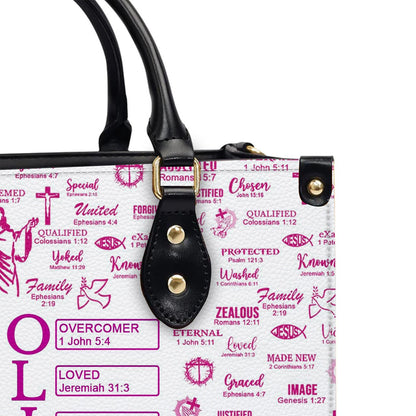 Personalized Leather Tote Bag with Name & Birth Month Flower – Custom Christian Handbag