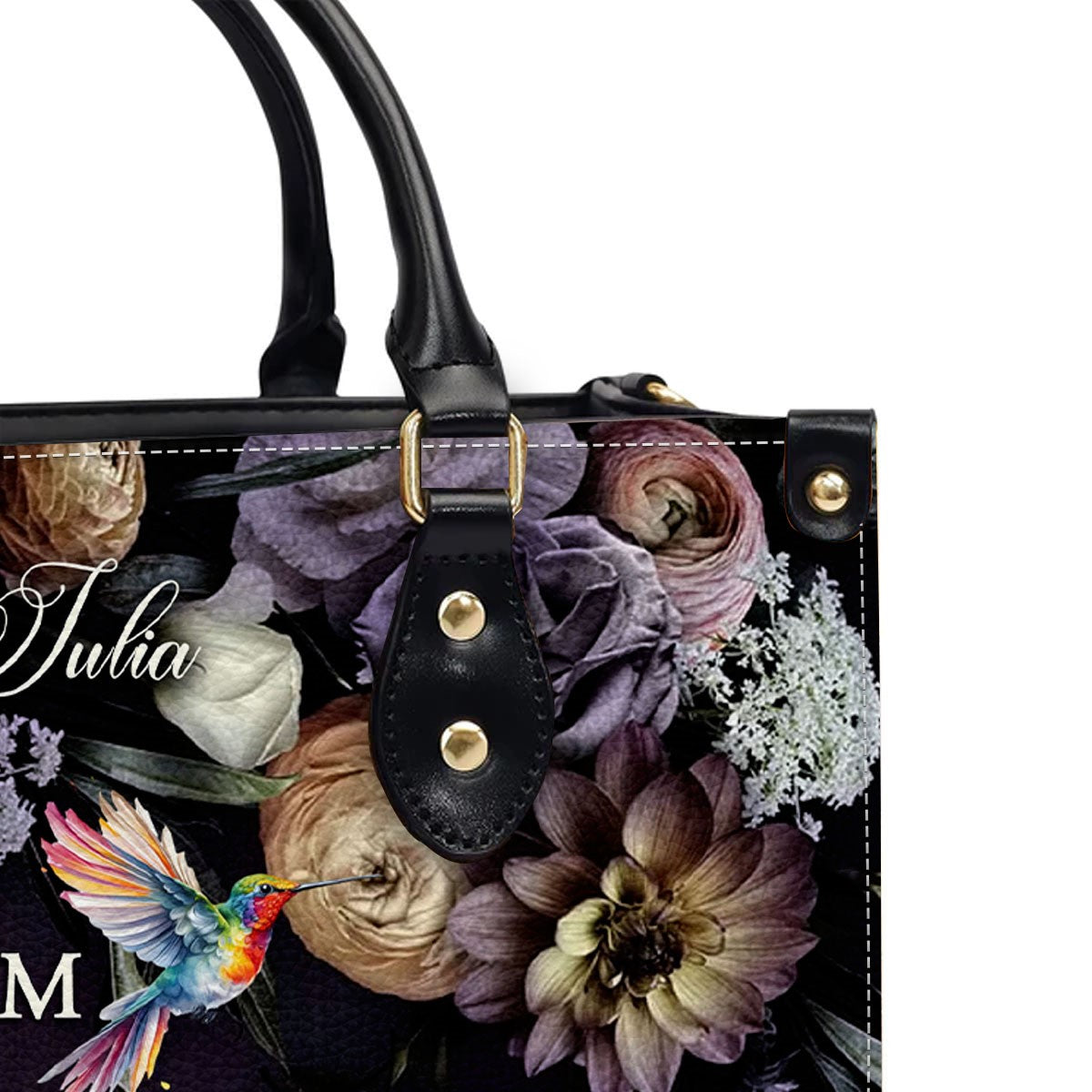 Customizable Leather Tote with Floral Design - 'Your Name' Personalized Bag by CHRISTIANARTBAG CABLTHB01150424.