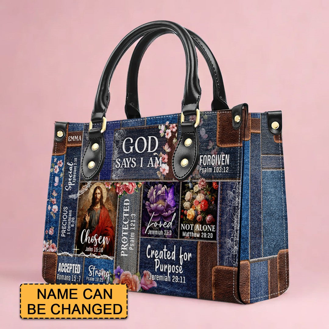 Christianartbag Handbags, God Says I Am Leather Handbag, Personalized Bags, Gifts for Women, Christmas Gift, CABLTB0117724.