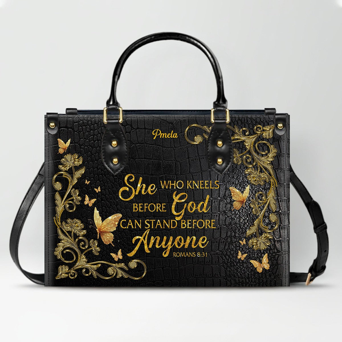 Personalized Leather Handbag with Custom Name & Bible Verse - Personalized Christian Leather Handbag & Wallet Set | CHRISTIANARTBAG™ CAB01062926