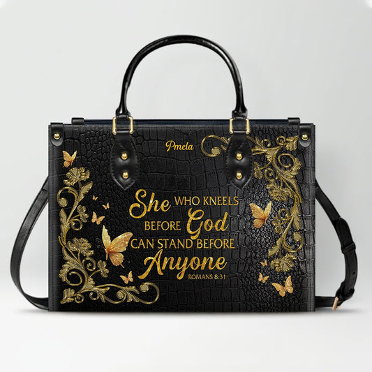 Personalized Leather Handbag with Custom Name & Bible Verse - Personalized Christian Leather Handbag & Wallet Set | CHRISTIANARTBAG™ CAB01062926