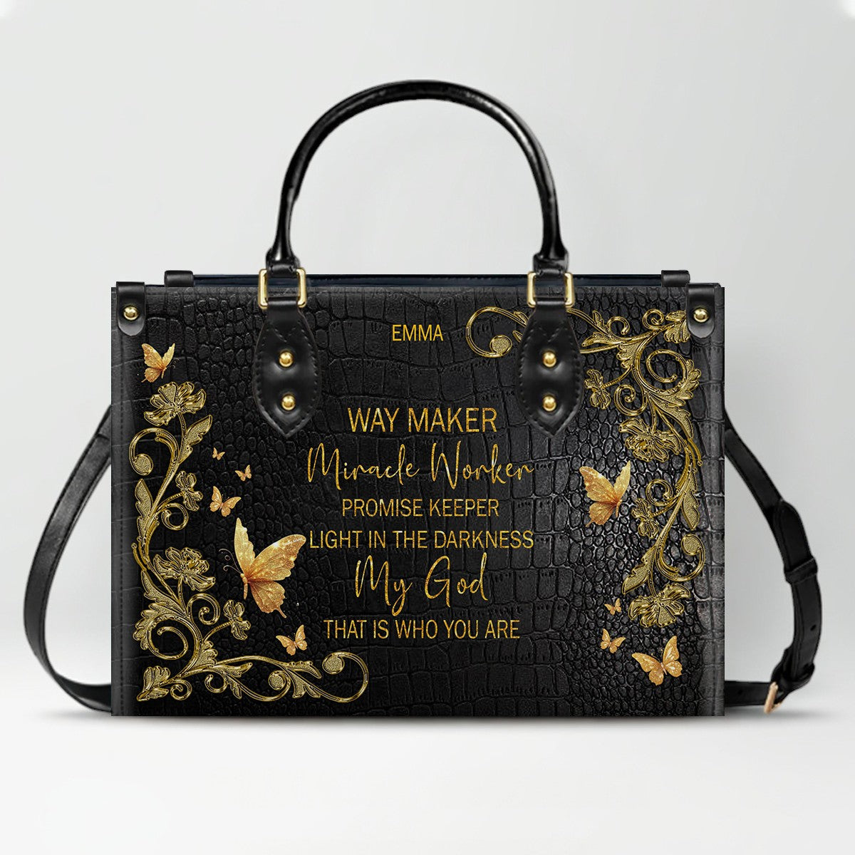 CHRISTIANARTBAG Handbags - She Who Kneels Before GOD - Custom Bible Verses Name & Color - Personalized Leather Handbag - CABLTB01040625