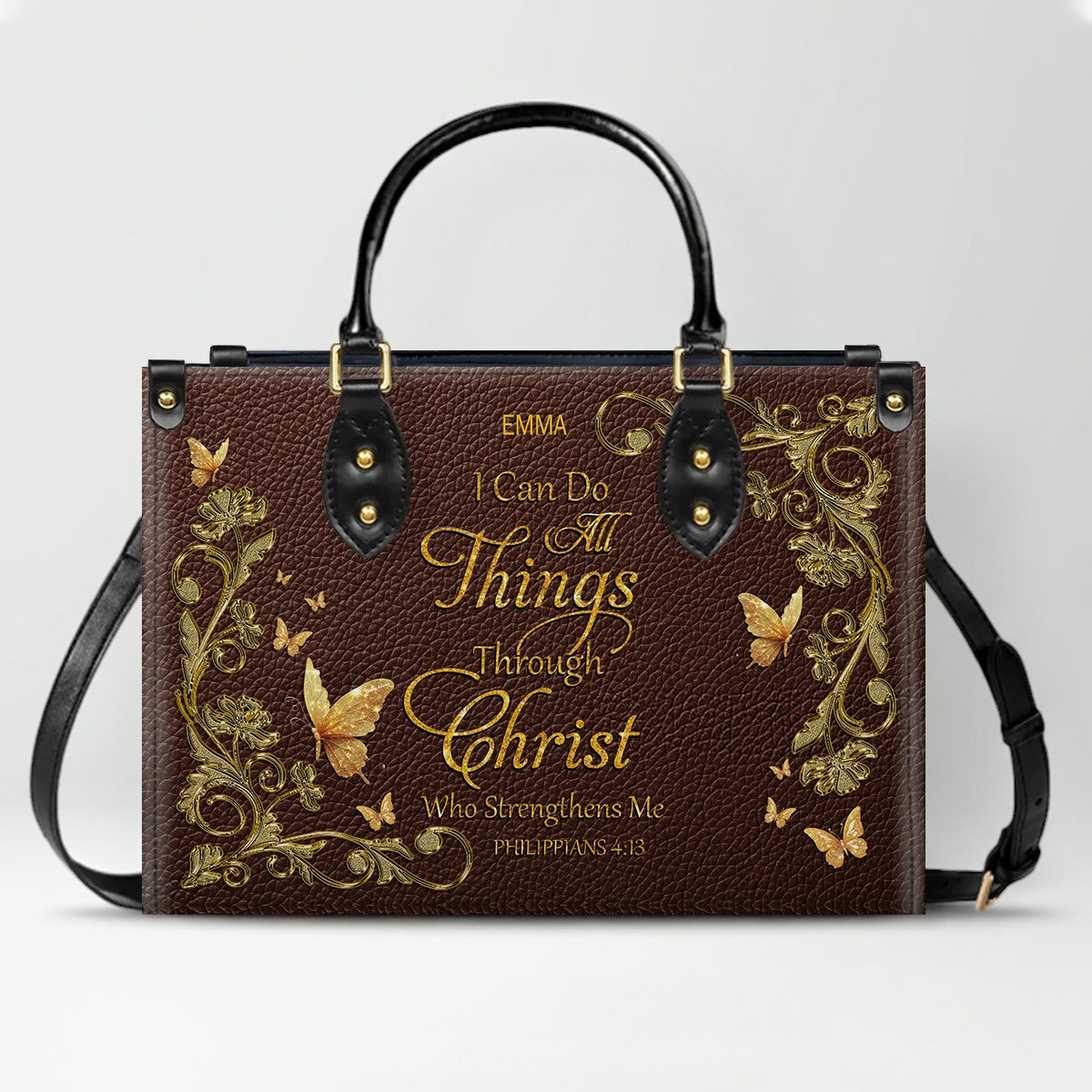 CHRISTIANARTBAG Handbags - She Who Kneels Before GOD - Custom Bible Verses Name & Color - Personalized Leather Handbag - CABLTB01040625