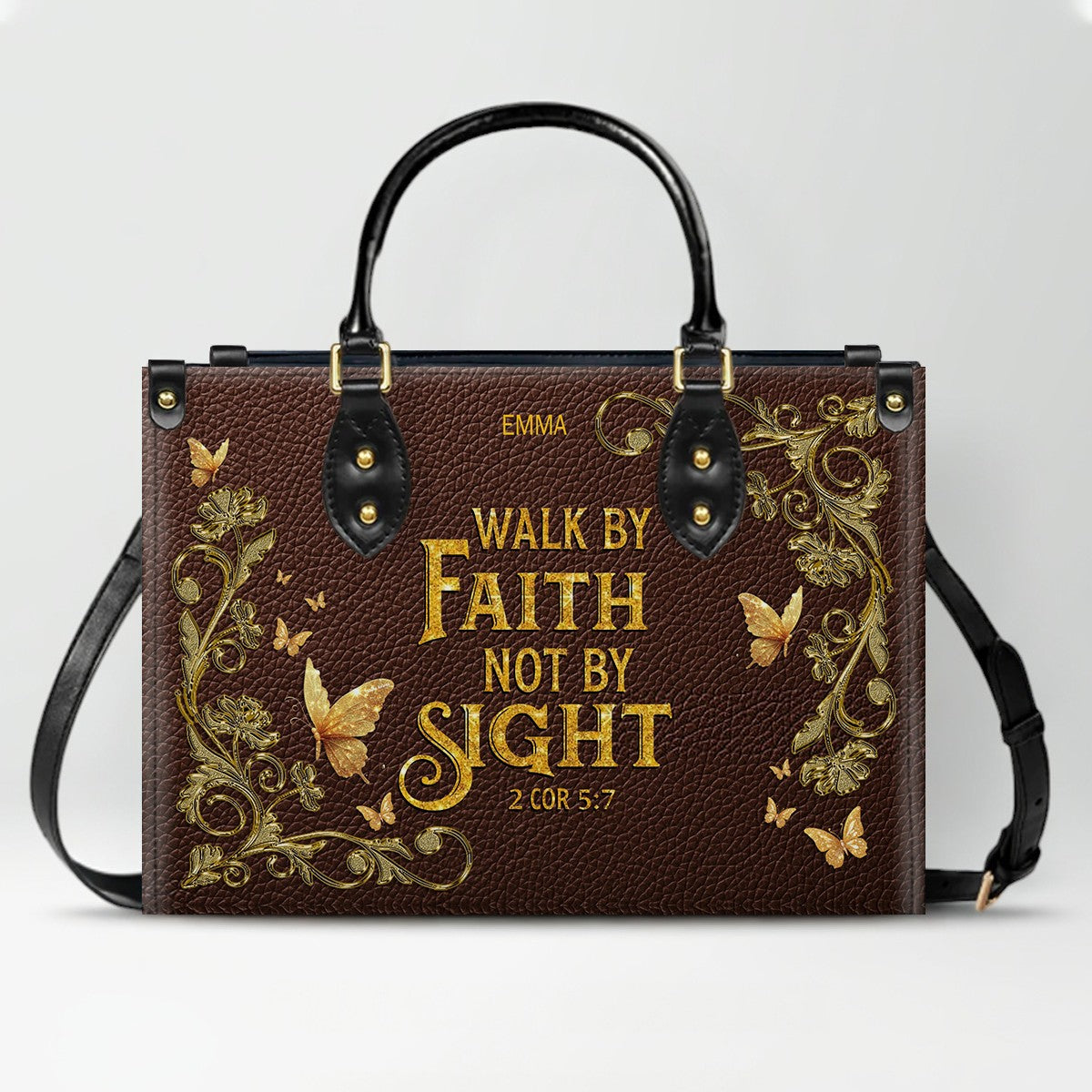 CHRISTIANARTBAG Handbags - She Who Kneels Before GOD - Custom Bible Verses Name & Color - Personalized Leather Handbag - CABLTB01040625