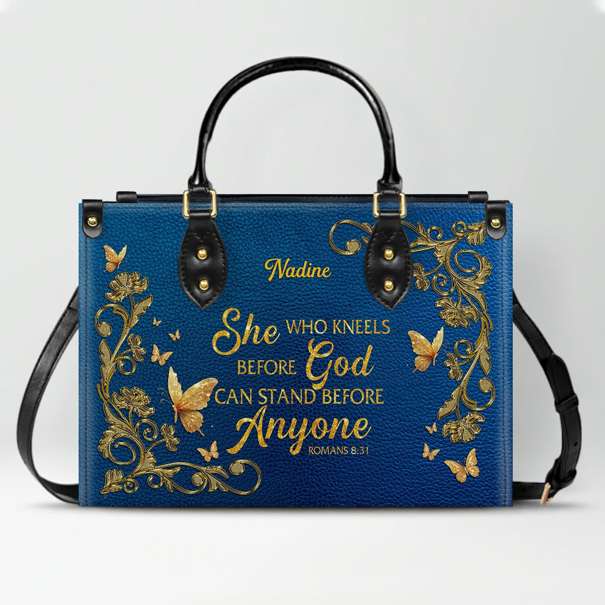 CHRISTIANARTBAG Handbags - She Who Kneels Before GOD - Custom Bible Verses Name & Color - Personalized Leather Handbag - CABLTB01040625