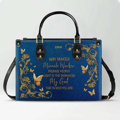 CHRISTIANARTBAG Handbags - She Who Kneels Before GOD - Custom Bible Verses Name & Color - Personalized Leather Handbag - CABLTB01040625