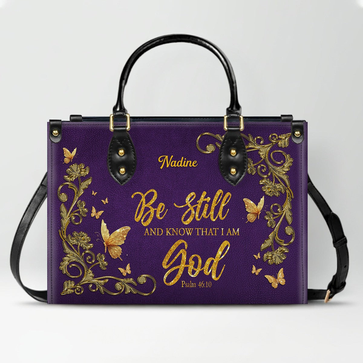 CHRISTIANARTBAG Handbags - She Who Kneels Before GOD - Custom Bible Verses Name & Color - Personalized Leather Handbag - CABLTB01040625