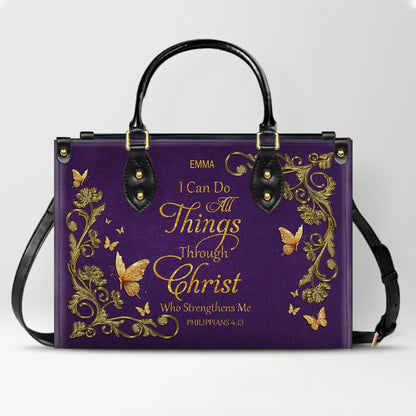 CHRISTIANARTBAG Handbags - She Who Kneels Before GOD - Custom Bible Verses Name & Color - Personalized Leather Handbag - CABLTB01040625