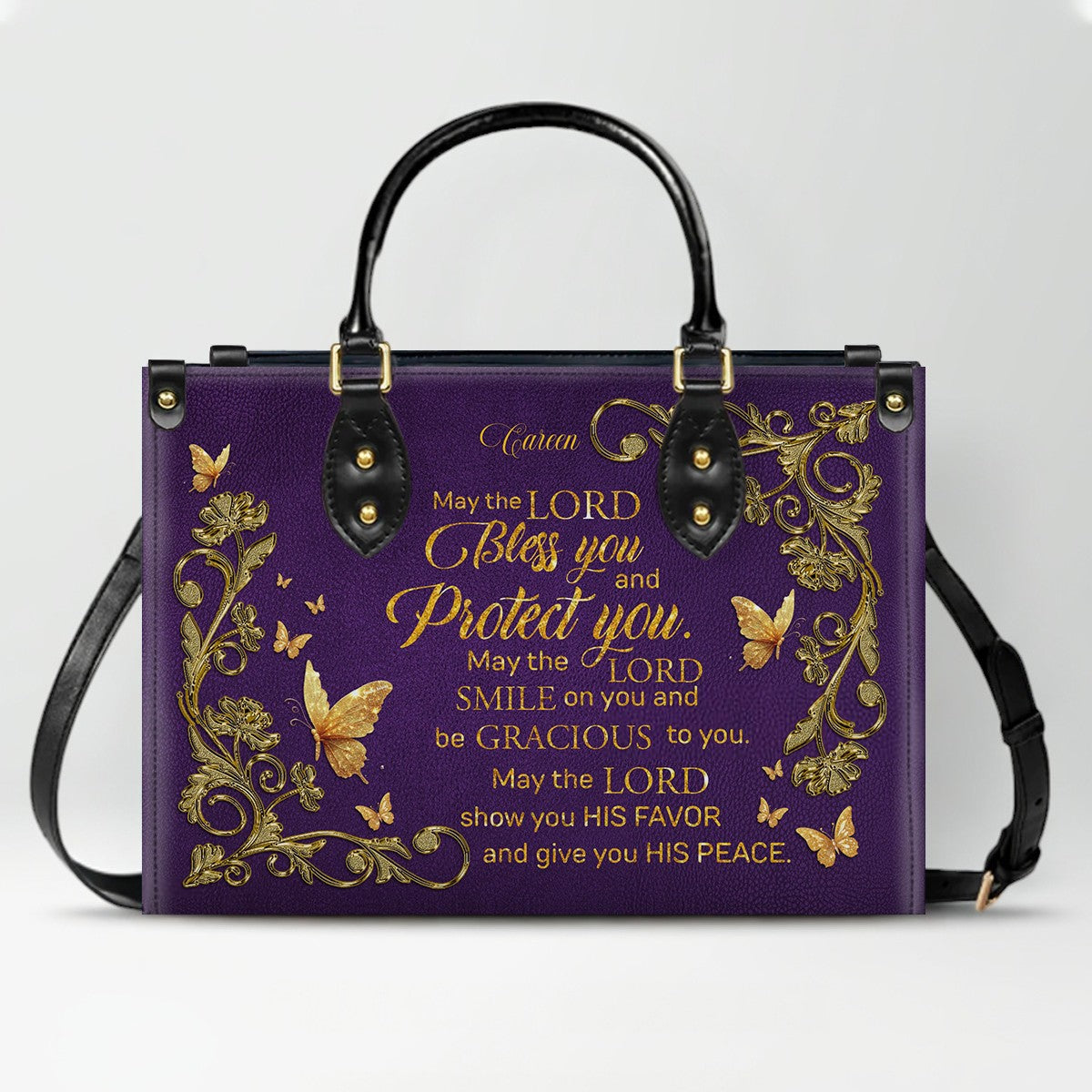CHRISTIANARTBAG Handbags - She Who Kneels Before GOD - Custom Bible Verses Name & Color - Personalized Leather Handbag - CABLTB01040625